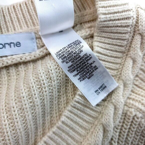Liz Claiborne‎ Tan Cable Knit Sweater Medium 8/10 Cotton Button Butterfly Sleeve - Picture 8 of 8